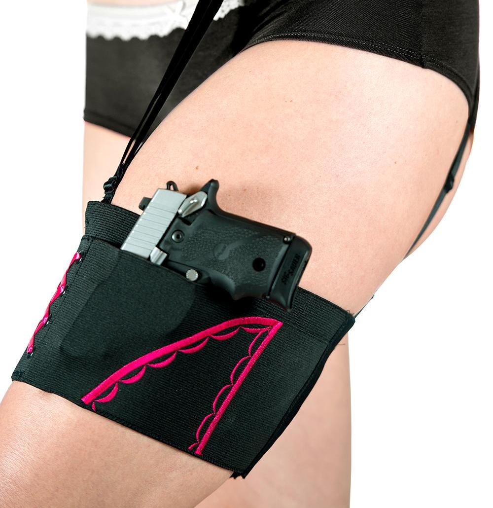 Thigh or garter holsters are common choices for women who prefer to wear dr...