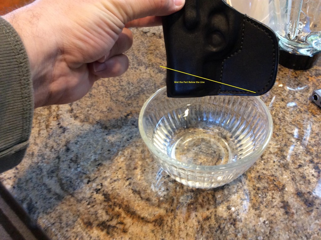Dip the Braids Holster in warm water for about 1 min--just to the line.